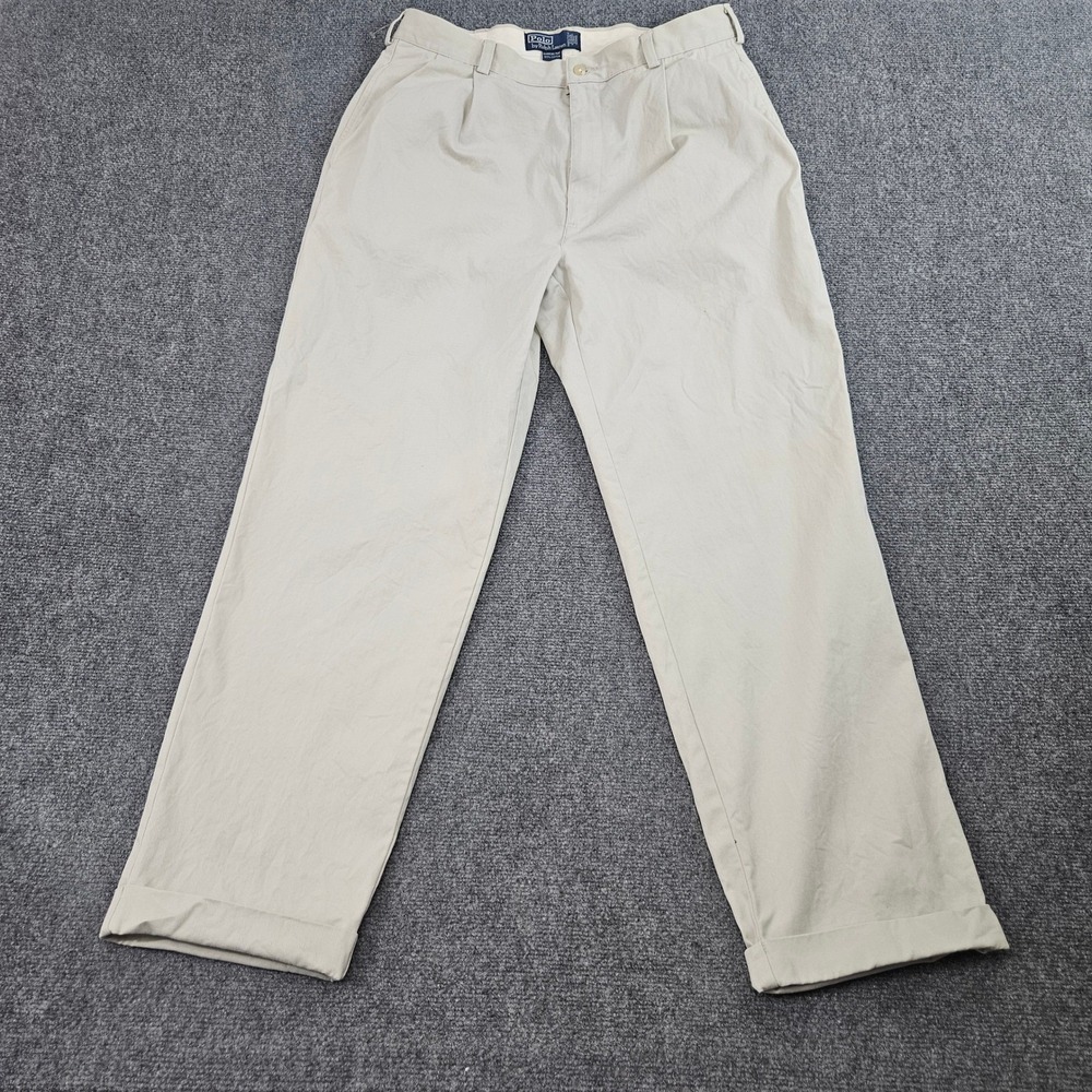 Polo Ralph Lauren‎ Hammond Pants Mens 36x30 Khaki Tan Pleated Grunge Prep